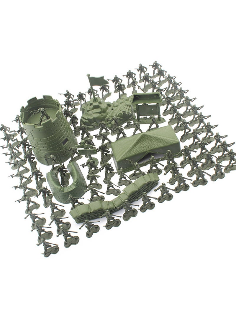 100pcs 4cm Green Toy Soldier Model Figures, 93pcs Soldier Figures, 7pcs Military Equipment Toy Set, Boy Gift - Image 1